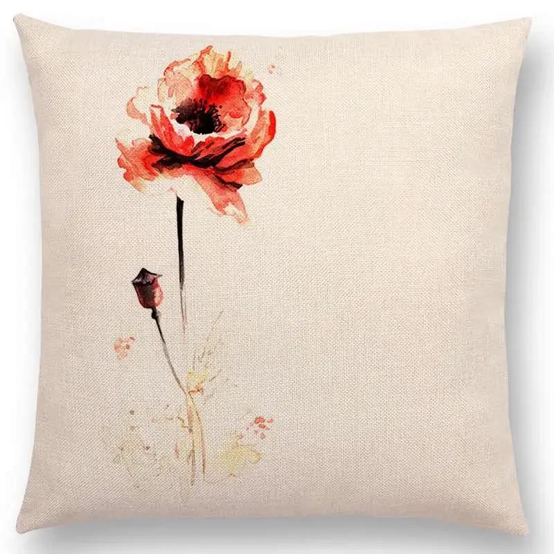 Lovely Birds Flowers Plants Sofa Pillow Case Hummingbird Rose Raspberries Lemon Dill Clove Almonds Cushion Cover