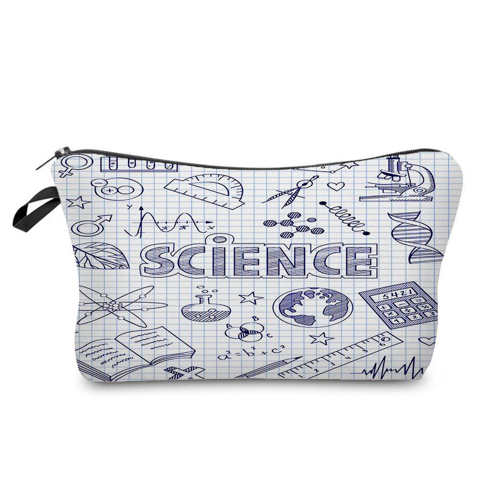 Women Chemical Physics Formulas Print Cosmetic Bag Toiletries Organize Travel Storage Case 6768