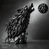 Personalized Creative Table Decor Howl Wolf Sculpture, Gothic Wildlife Home Decor, Howling Statue Figurine Hollow Animal Statues with Rock Base,