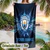 Beach Towel Manchester City Print Custom Name Text Soft Towel for Swimming Pool