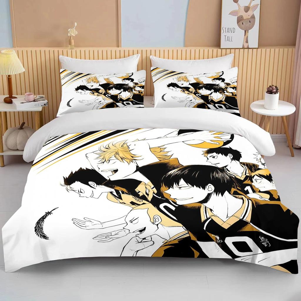 10 Sizes Haikyuu Bedding Sets Cartoon Quilt Bed Cover Anime Duvet Cover Pillow Case Sets Adult Children Bedding Sets
