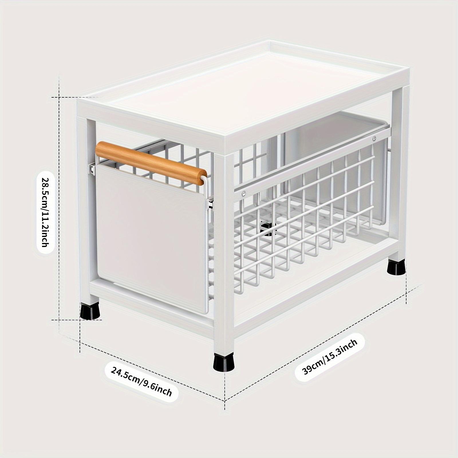 

Багатофункціональний металевий дротяний органайзер для кухонної шафи, снеків та предметів першої необхідності для ванної кімнати, висувний ящик для зберігання, економія місця 1 Tier білий