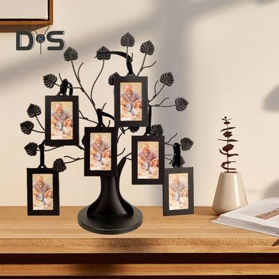 Aile Ağacı Resim Çerçevesi Metal Ağaç Fotoğraf Çerçevesi Standı 6 Süs 1,77" x 2,56"/2,17" x 3,15" Çerçeve Duvar Masa Dekoru için