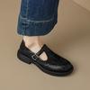 Fashion NEW Autumn/Spring Women Pumps Round Toe Chunky Heel Shoes Genuine Leather Shoes for Women Hollow Mary Janes Black Handmade Shoes