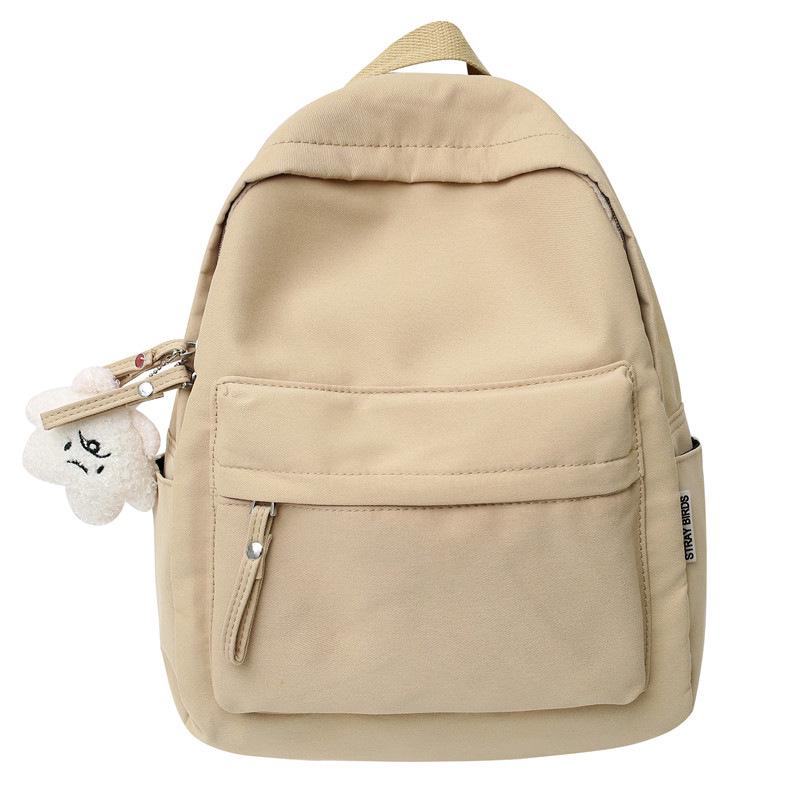 Korean Junior High Solid Color Backpack - Versatile & Stylish for Boys and Girls