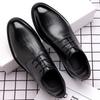 Men's Pointed Toe Dress Shoes Autumn British Style Formal Oxfords Breathable Wedding Groom Best Man Business Casual Derby