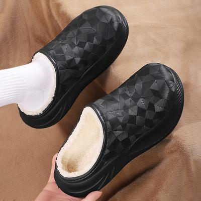 Zapatos cálidos de algodón para invierno para hombre, Zapatillas de casa de piel cálida para mujer, Zapatillas de felpa antideslizantes de EVA, calzado de suela gruesa para interior para parejas