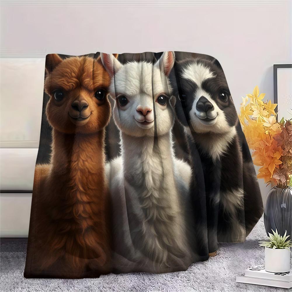 1PC Three animals Print Flannel Blanket, High quality Comfortable for All Seasons, Home Decor, Warmth and Comfort