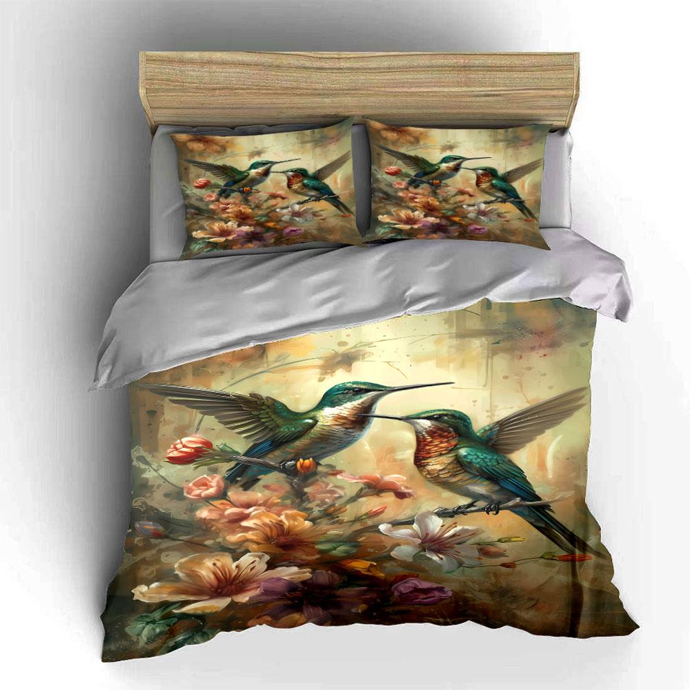 Hummingbirds over floral arrangement. Bedding sets Duvet cover sets Duvet covers Pillowcases(1 * Duvet Cover 2 * Pillowcases without duvet insert)