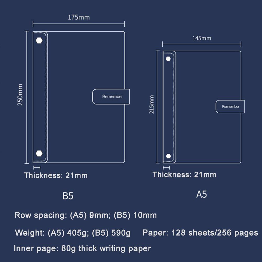 (Kostenloses personalisiertes Logo) A5/B5 Schnallennotizbuch, Notizblock aus Hartleder, Studententagebuch, Fachheft, Geschäftssitzungsprotokoll