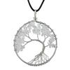 Natural Stone Irregular Tree Of Life Necklace Pendant Amethyst Wrapped Wisdom Tree Necklace Colorful Gravel N02