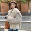 Imitation fox fur imitation fur coat winter big fur collar coat women's thickened long furry small fragrant wind