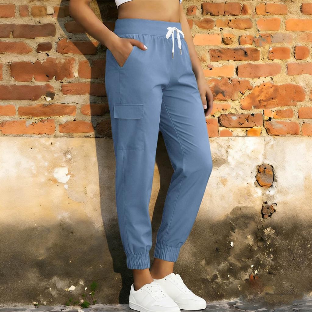 Γυναικείο Παντελόνι Jogger με Λάστιχο στη Μέση, Casual Χαλαρή Εφαρμογή, Ελαστικές Μανσέτες με Τσέπες, Ελαφρύ Παντελόνι Στυλ Cargo