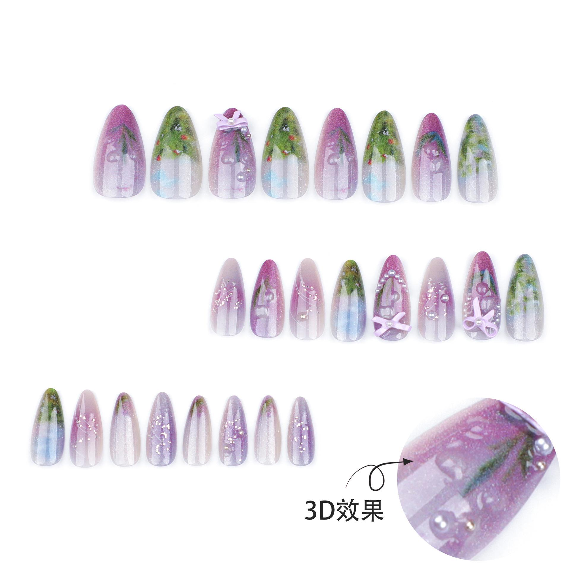 

24pc Fashionable Press On False Nail Set with 1ml Adhesive Glue Included Long Lasting Durable Artificial Nails for Easy Application and Removal One Size розовый
