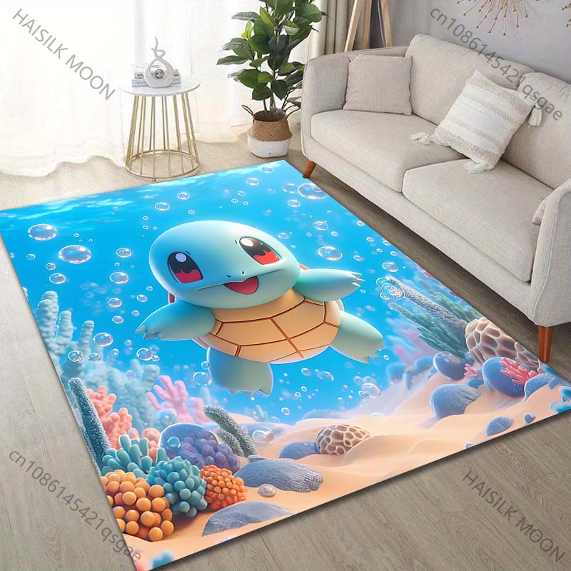 Cartoon Pocket Monsters Squirtle Print Carpet for Living Room Bedroom Kid's Room Home Decor Area Rug Playing Mat Luxury Gifts