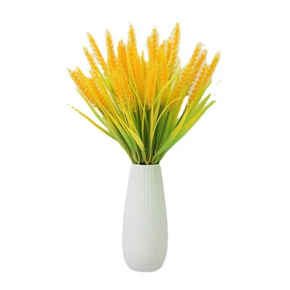 7 Forks Artificial Wheat Ears Flower Decoration Gold Rice Plant Bouquet Rice Paddy Pastoral Style Simulated Crops