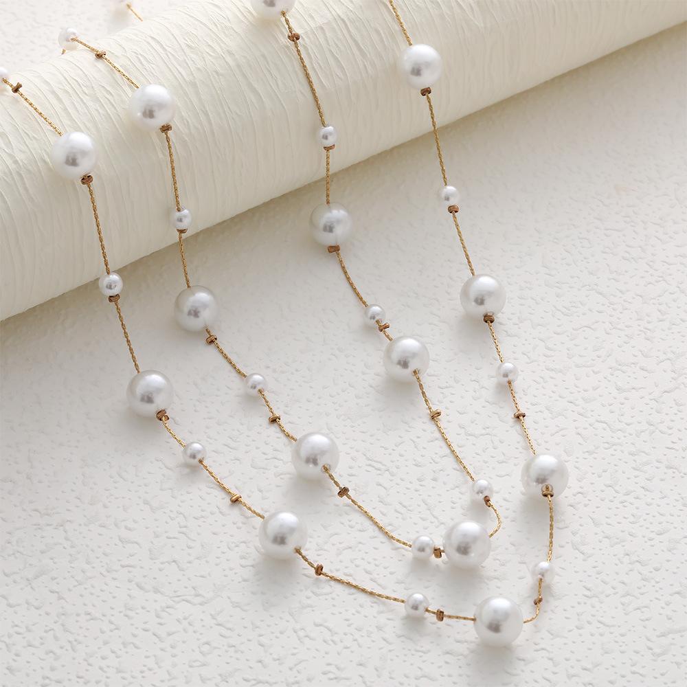 Multi-Layer Temperament Pearl Necklace Women, High-End Light Luxury Sweater Chain Versatile Autumn And Winter Long Necklace Jewelry