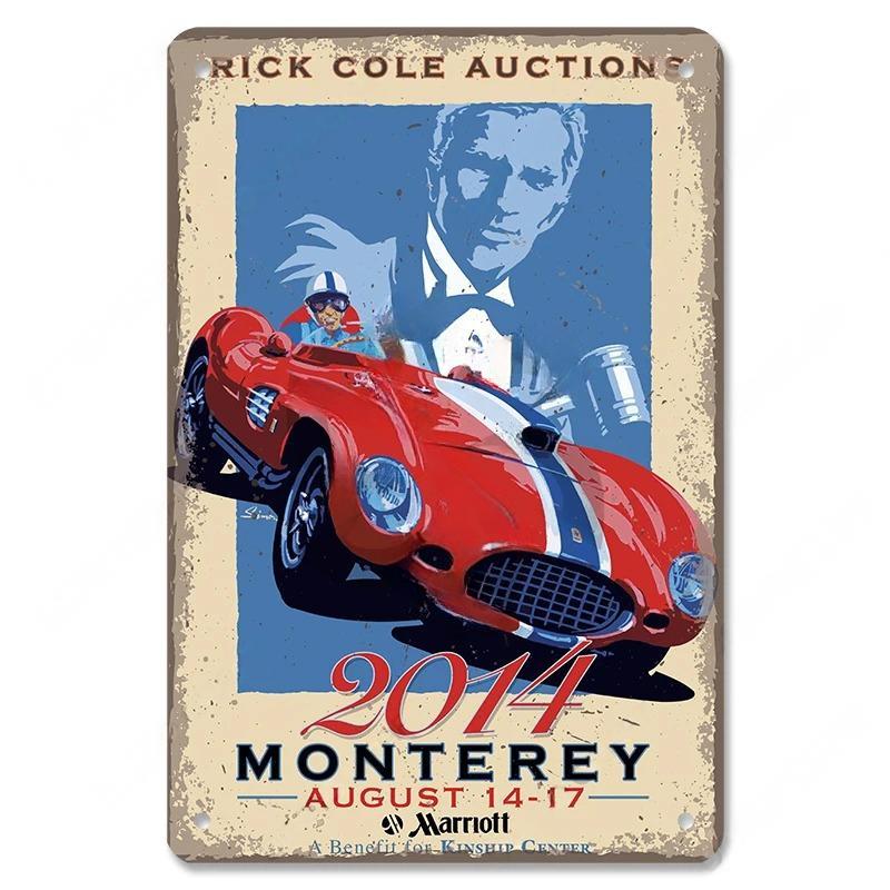 Vintage Metal Tin Signs Racing Car Plaque Decor F1 Racetrack Metal Poster Wall Art for Garage