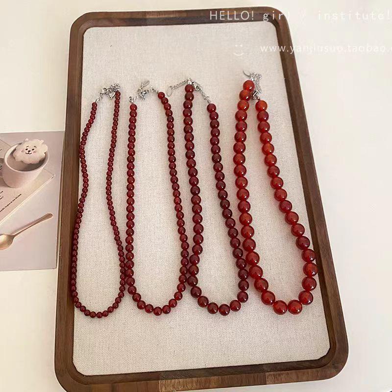 Ankora red beaded autumn and winter versatile neck chain collarbone chain