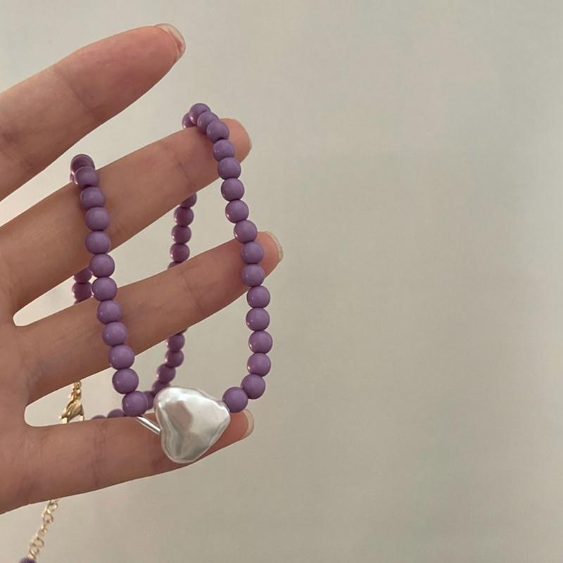 Cool Beaded Heart Choker Necklack Beaded Pendant Necklace Striking Beaded Collar Necklace Perfect Gift for Woman Girls