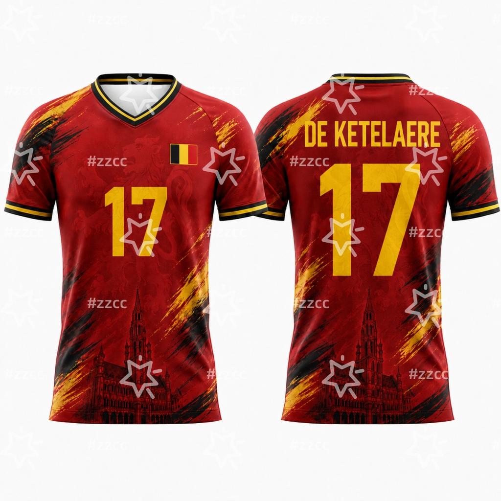 2026 Belgian Fan Football Jerseys De Bruyne, Lukaku Football Jerseys Summer Sports Men's T-Shirt Kid's Clothing Tee Y2k Woman