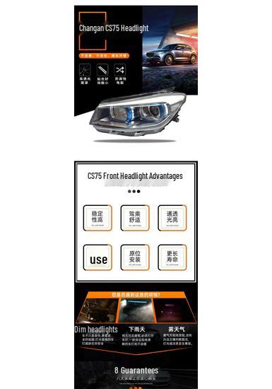 Changan CS75 Front Headlight Assembly: High/Low Beam Housing Lampshade