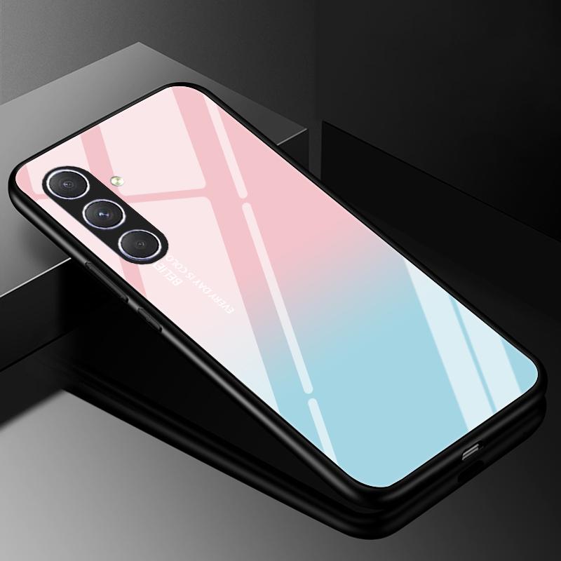 Hartowane Szklane Etui na Telefon Dla Samsung Galaxy A05 A05S Pokrowiec A15 A14 A24 A34 A25 A54 4G 5G Luksusowy Twardy Tył Zderzak A04 A04S A04E