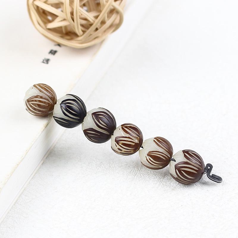 Bodhi Root Seed Carved Lotus 14MM Loose Beads for DIY Buddhist Bracelet Accessories