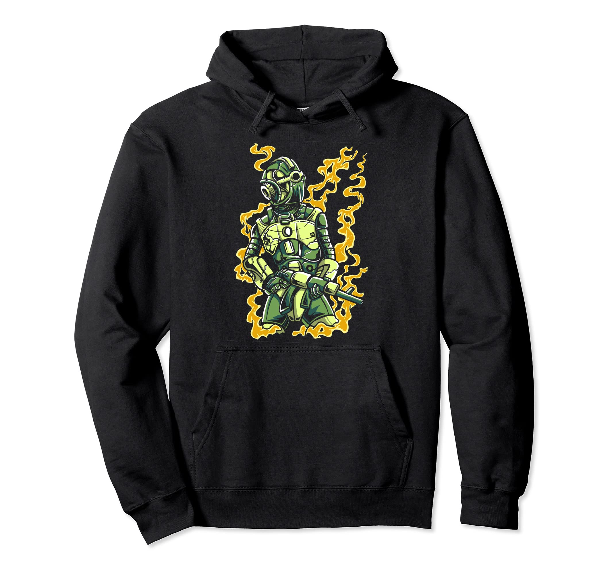 Comic book style robot soldier illustration hoodie