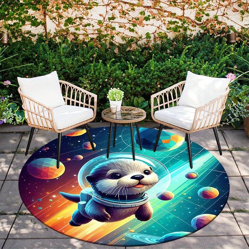 1pc Soft, Absorbent & Non Slip Planet Animals Round Rug Soft Circle Rug for Living Room & Bedroom Decor, Chair Mats, and Unforgettable Home