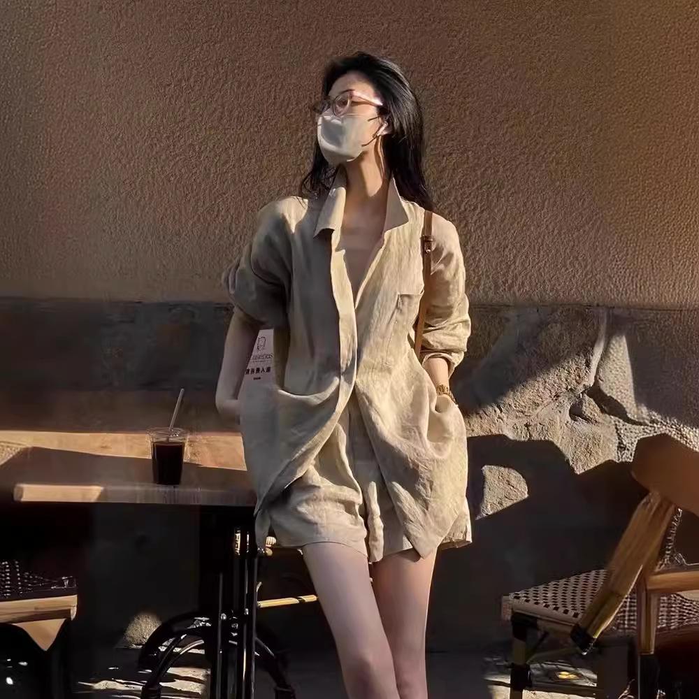Women s Retro-Style Tencel Casual Sun Protection Two-Piece Set S