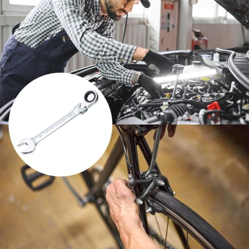 uxcell Flex Head Ratchet Wrench, 23mm, 180 Rotating Head, Metric Ratchet Combination Wrench, 72 Teeth, Chrome Vanadium Steel, Open-End Ratchet for Fa