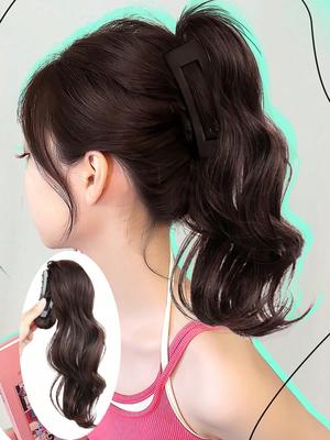 Long Curly Wavy Synthetic Clip Style Ponytail Extensions Elegant And Natural Shape Suitable For Daily Use