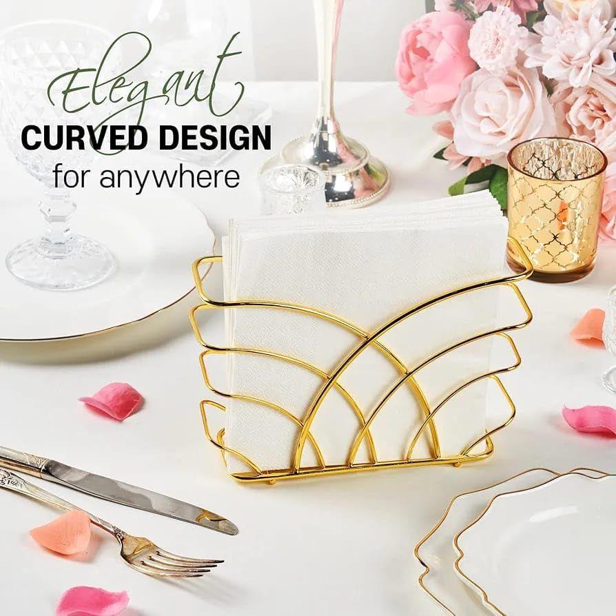 Modern Napkin Holder for Dining Table and Kitchen - Tissue Paper Stand for Home Décor, Restaurant, Dispenser Organizer (Gold