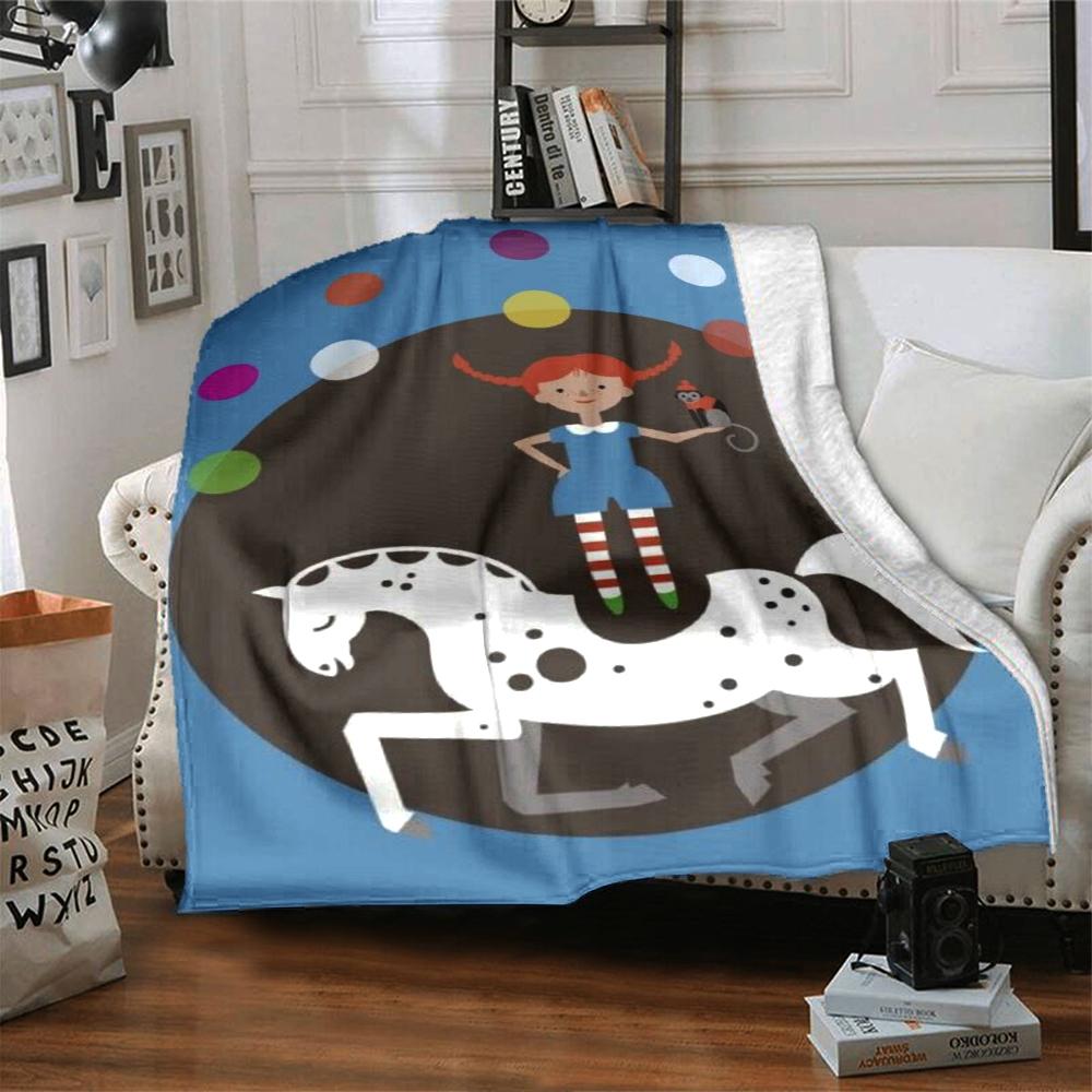 Coperta Stampata a Tema Pippi Calzelunghe - Perfetta per Divano, Letto, Viaggi e Uso all'Aperto | Lavabile in Lavatrice, Accogliente e Durevole.