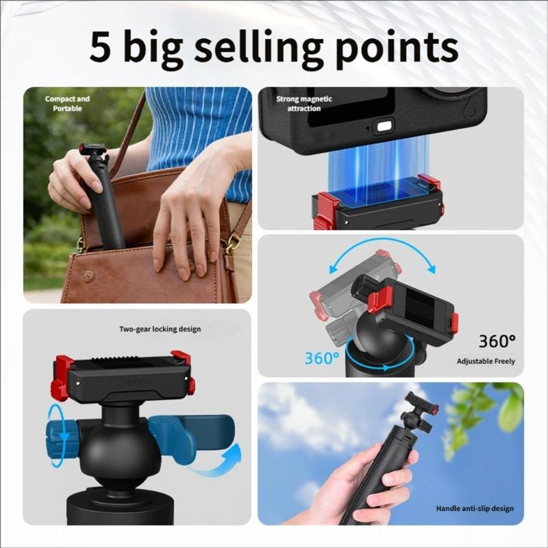 Magnetic Quick Release Tripod Stand With 360 Degree Ball Head For Action Cameras Compactly And Portable