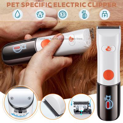 Haarschneidegerät Set für Haustiere Hund Elektrischer Haarschneider Hund und Katze Haartrimmer Wasserdicht und austauschbarer Klingenkopf Haustier 3-stufiger Rasierer