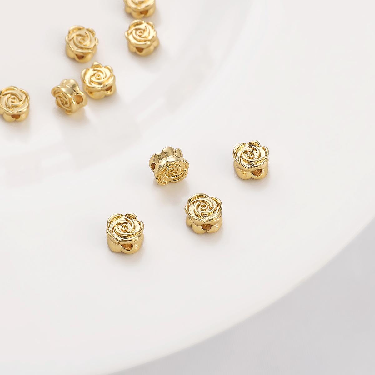 

14K Gold-Filled Rose Flower Copper Spacer Beads for Handmade DIY Jewelry