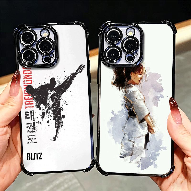 Taekwondo Kungfu Desgin Plating Phone Case For Xiaomi Poco X5 X6 X7 X8 Pro Max F8 Ultra F7 M8 M7 M5S Redmi 15C 15 14C 13C 13 X3