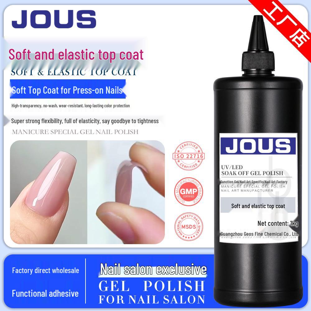 

JOUS Soft Gel Top Coat for Press-On Nails, Flexible, Q-Elastic, Non-Tightening, 1kg