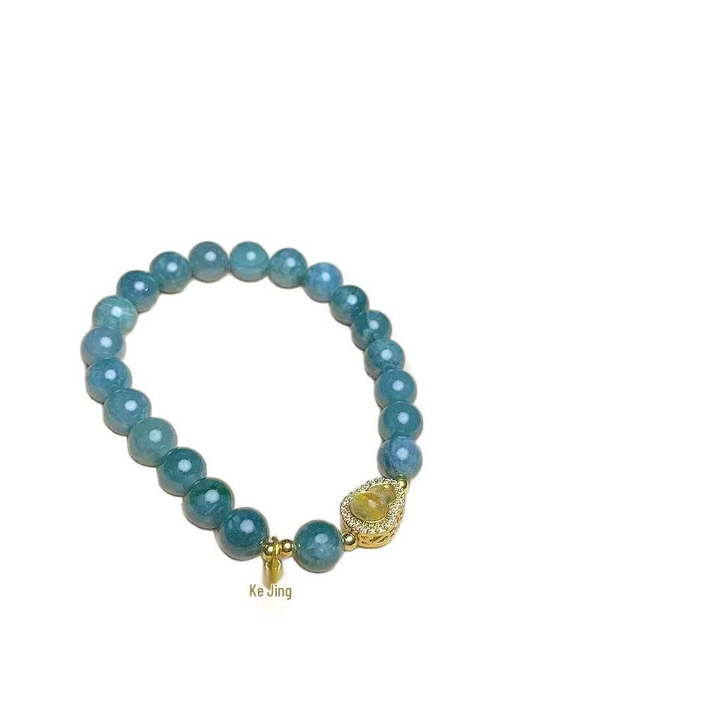 Exquisite Blue Jade & Gourd Bead Bracelet - Women's Versatile Fashion Accessory