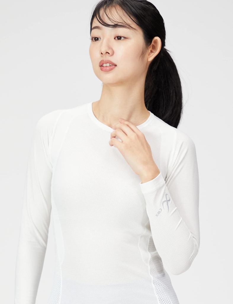 JYURYU TOP Compression Long Enhances Shoulder Perfect for Ball and Size Size JAY599 CW-X/Wacoal Women's Top, Mesh, Sleeve, Mobility, Golf, Games,