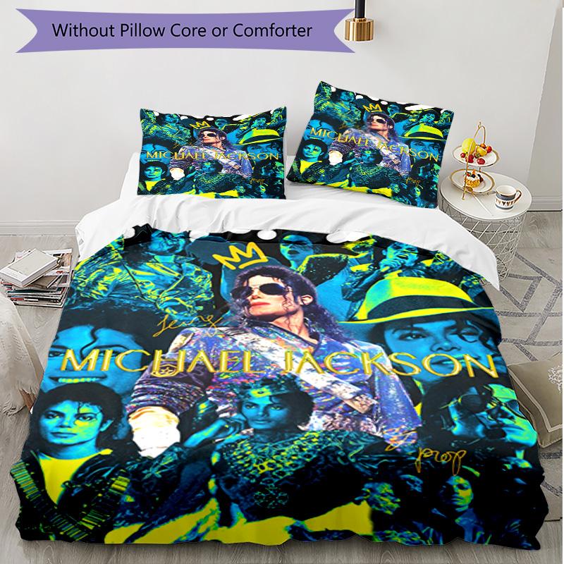 3pcs Duvet Cover Set (1*Duvet Cover + 2*Pillowcase, Without Core), Michael Jackson Print Soft All‑Season Bedding Set, Home Bedroom Decor Gift