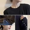 Women's Long-Sleeve T-Shirt - 2025 Autumn/Winter Collection, Versatile Design with Shell Buttons