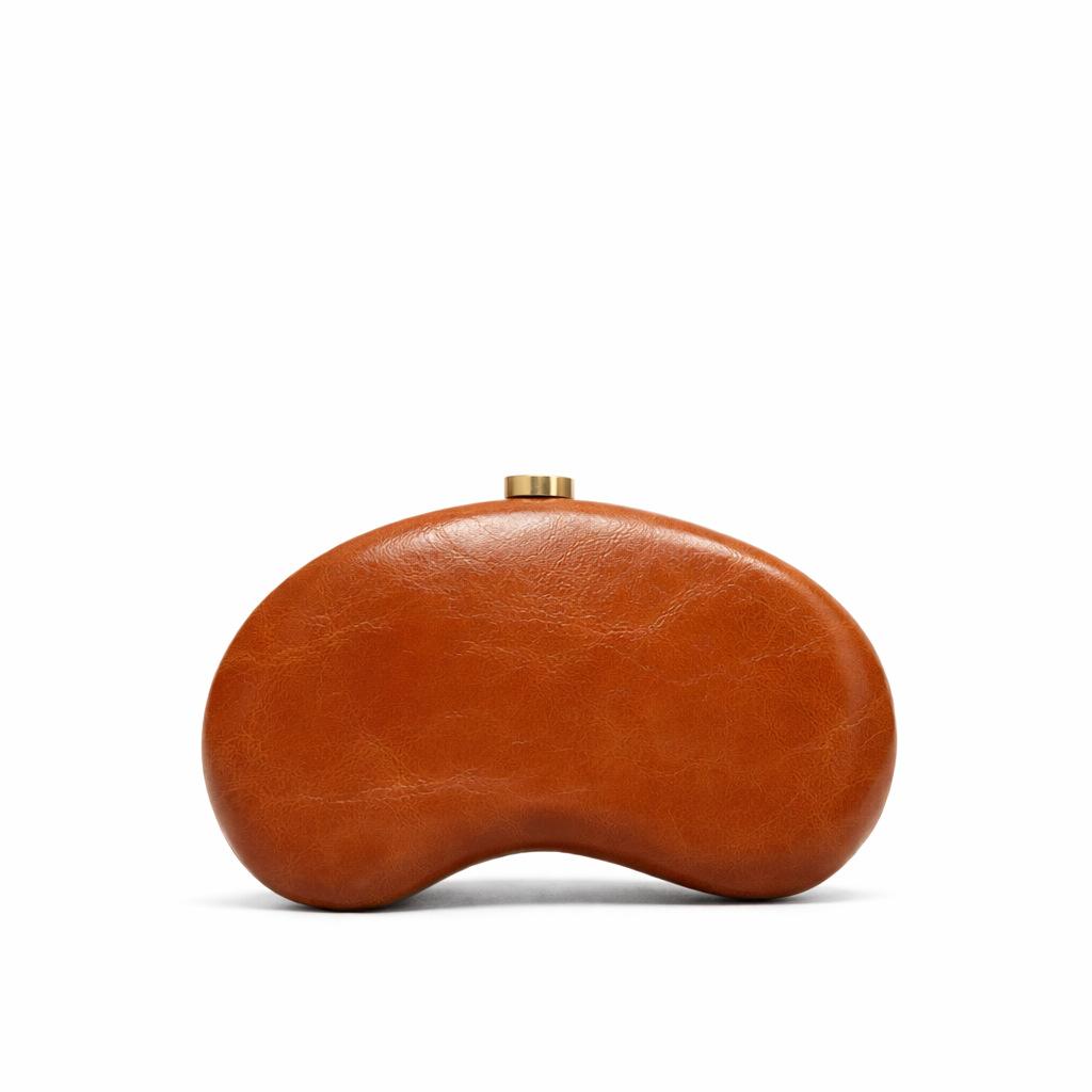 

Designer Shell Shape Clutch Bag with Metallic Closure Chain Dinner Purse Women Evening Party Leather Shoulder Crossbody Handbags шоколадний