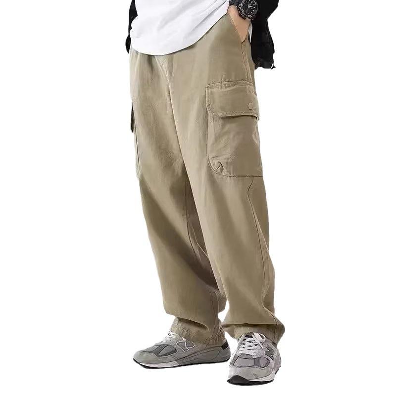 Overalls men's spring and autumn new ins trendy brand loose cotton casual pants fashionable multi-pocket straight trousers
