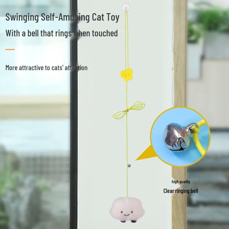 Katzen-Selbstspiel Elastisches Seilspielzeug mit Saugnapf - Langlebig, Kaubeständig, Kratzfest Schaukel für Haustiere