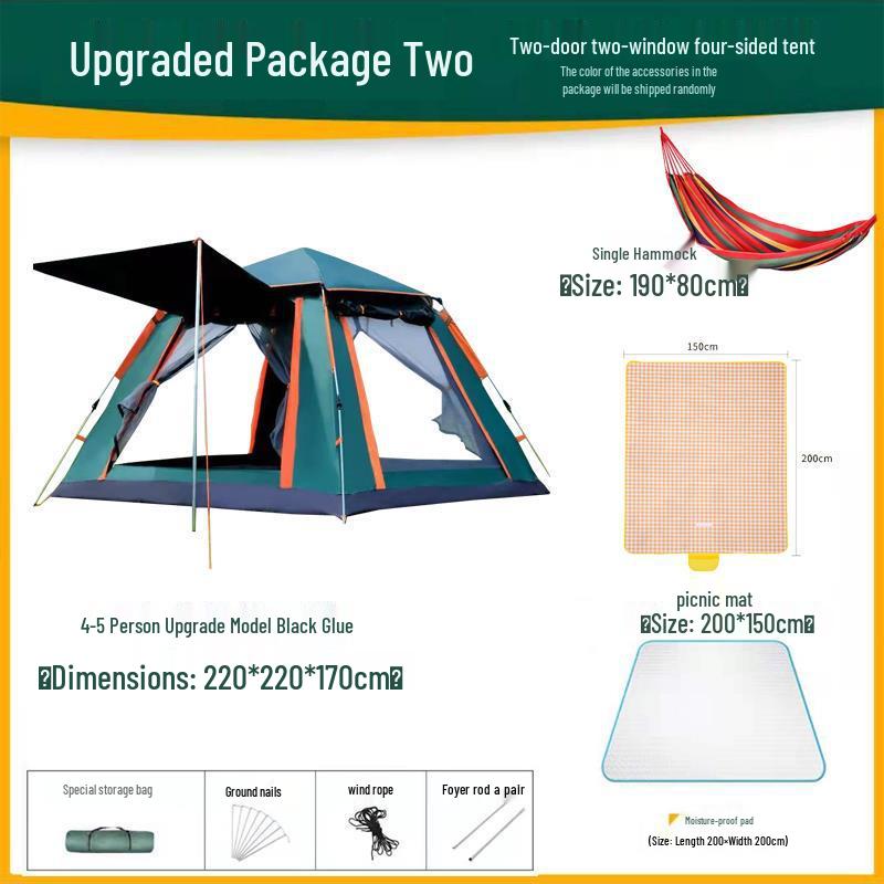 Thickened Automatic Folding Tent: Portable, Quick-Open, Rain & UV Protection for Camping & Beach.