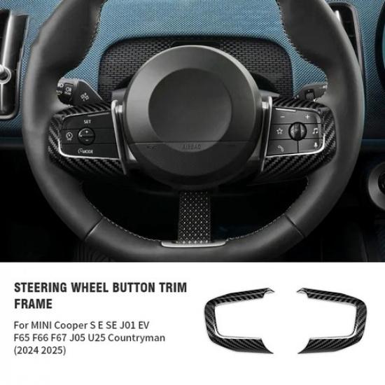 Carbon Fiber Steering Wheel Button Frame Cover For Mini U25 J01 J05 F65 24 25+