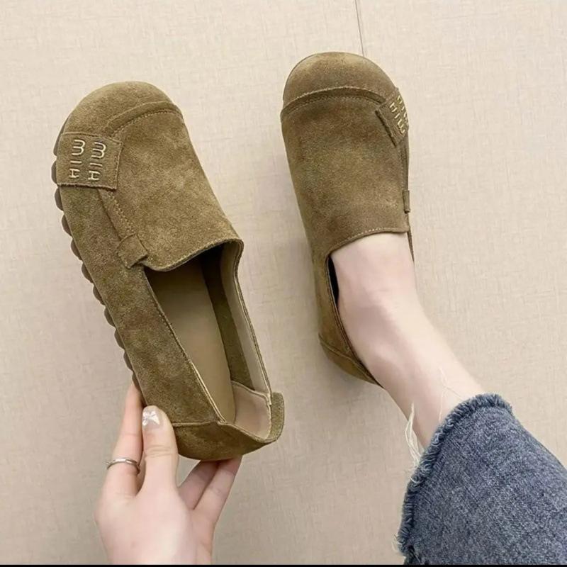 Flat-soled Doudou Shoes 2025 New Matte Non-slip Casual Non-slip Soft-soled Single Shoes Women's One-pedal Mother Work Shoes